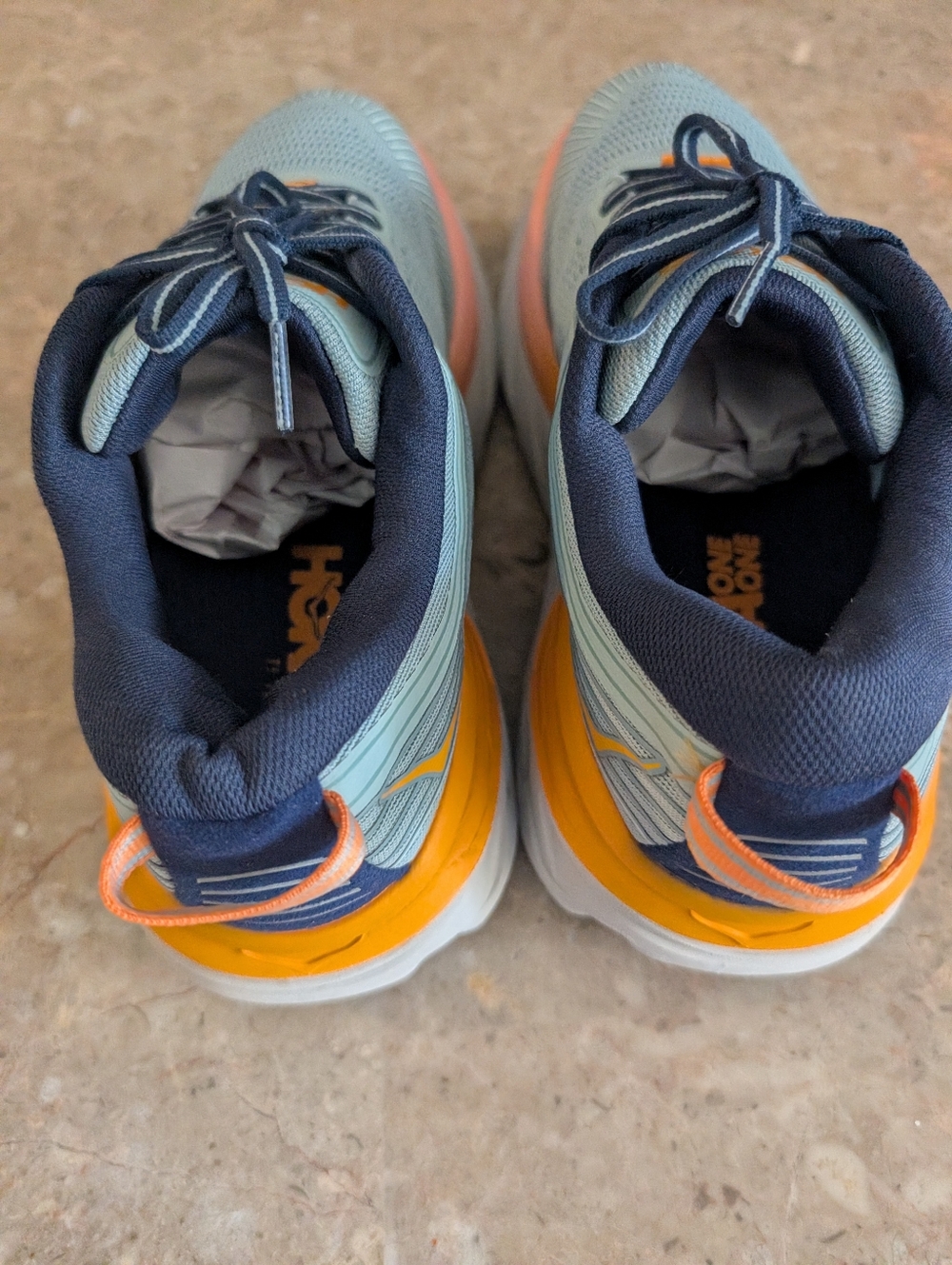Hoka One One Bombi 7 Cushioned Running Shoes Navy/Light Blue Women's Size 8.5 - Picture 6 of 14